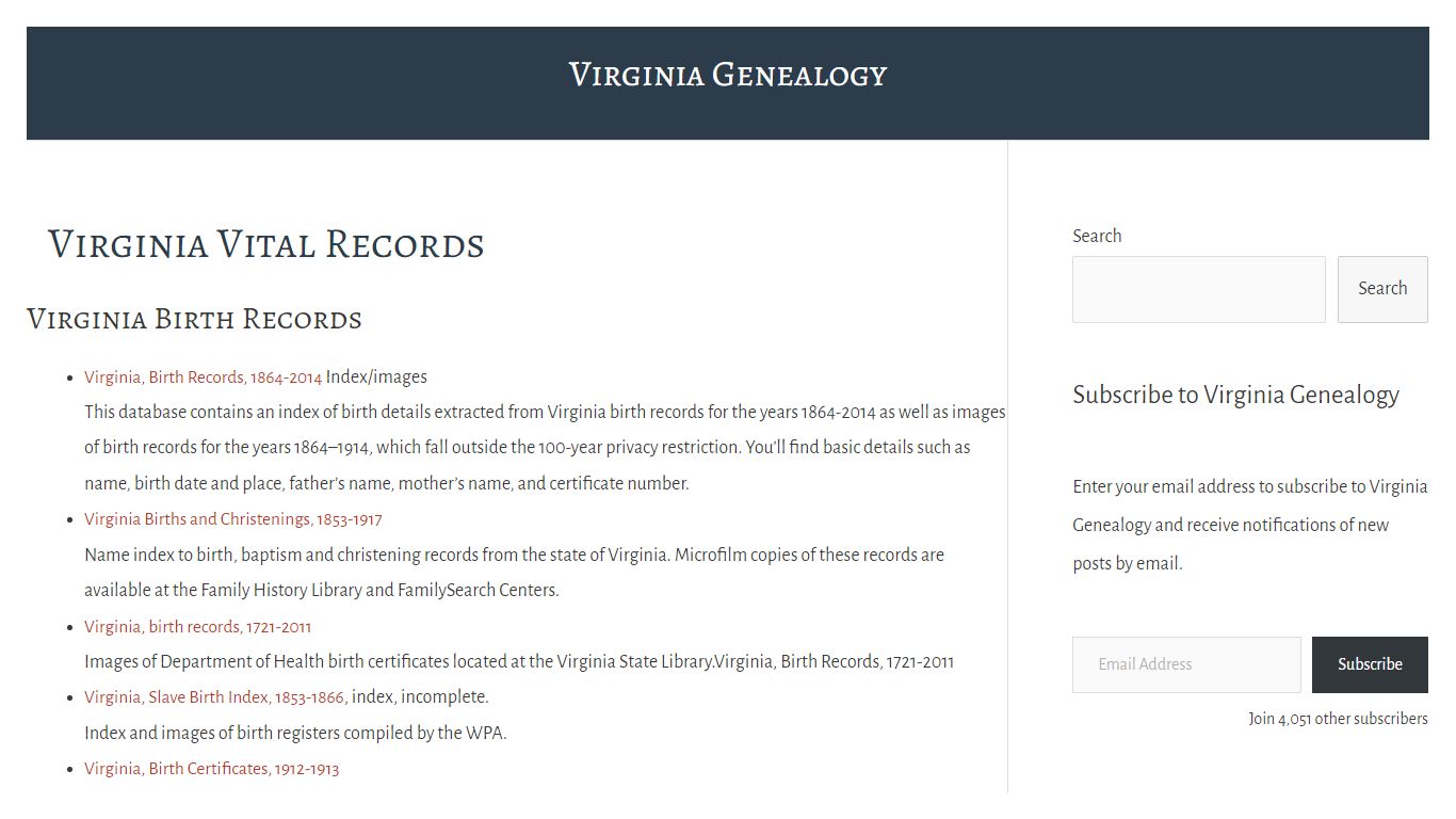 Virginia Vital Records - Virginia Genealogy